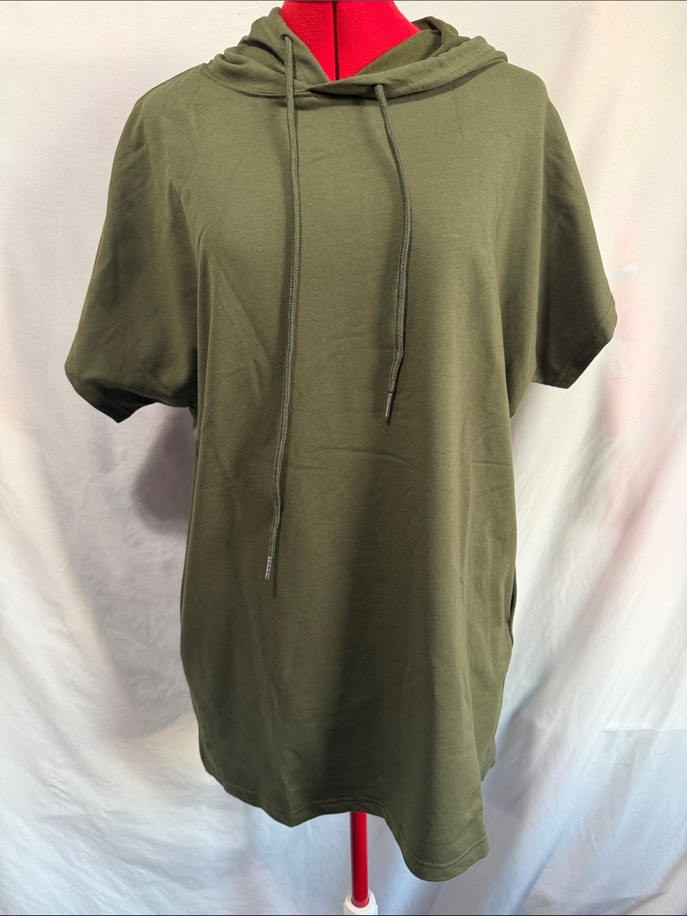 Women's Olive Green Short-Sleeve Hooded Sweatshirt MM185